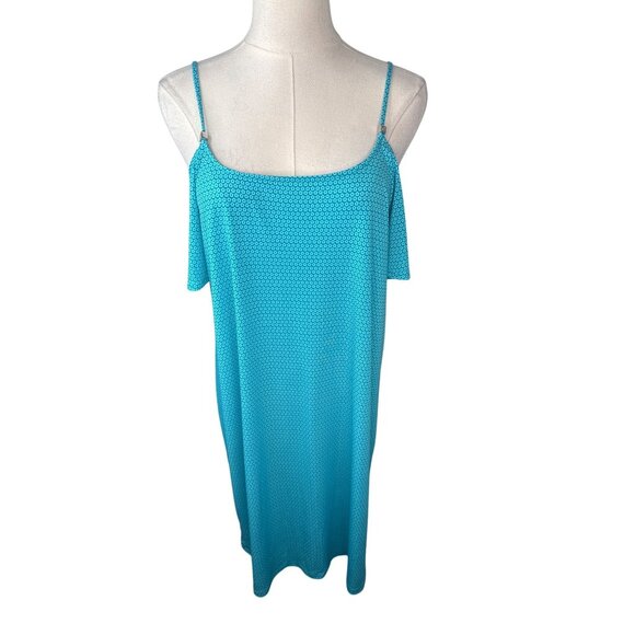 2/$30 Michael Michael Kors M Womens Turquoise Patterned Dress - Picture 2 of 11